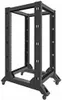 A black server rack on wheels, shown from a three-quarter front angle. Produktbild-Vorschau