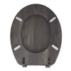 A top-down view of a wooden toilet seat. Podgląd zdjęcia produktu