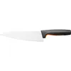A white chef's knife with a black and orange handle is shown against a white background. Podgląd zdjęcia produktu