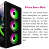 A computer case with RGB fans and marketing text. Produktbild-Vorschau