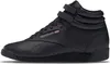 A black Reebok high-top sneaker is shown against a white background. Produktbild-Vorschau