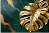 Leinwandbild Monstera-Goldblatt auf grünem Produktbild-Vorschau 3