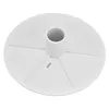 A white circular pool skimmer vacuum plate with a central tube and radiating lines. Produktbild-Vorschau