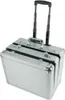Two stacked aluminum suitcases with a pull-up handle on a white background. Anteprima dell’immagine prodotto