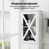 A white bathroom cabinet with a glass door, displaying toiletries and towels inside, placed near a window. Anteprima dell’immagine prodotto
