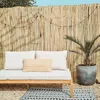An outdoor seating area with a bamboo fence backdrop, featuring a sofa with cushions and a potted plant. Produktbild-Vorschau