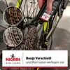 A person is applying lubricant to a bicycle chain and cassette. Produktbild-Vorschau