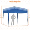 A diagram showing the dimensions of a blue pop-up gazebo with a silhouette of a person for scale. Produktbild-Vorschau