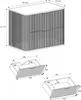 Technical drawing of a cabinet with dimensions and separate drawings of drawers. Anteprima dell’immagine prodotto
