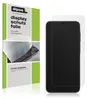 A product package for screen protectors is shown next to a smartphone with a screen protector applied. Produktbild-Vorschau