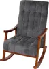 A dark gray upholstered rocking chair with wooden armrests and legs, set against a white background. Podgląd zdjęcia produktu