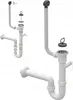 A set of plumbing parts for a sink drain, shown in a clean, isolated studio shot. Produktbild-Vorschau
