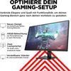 A monitor with marketing text and icons describing its features. Produktbild-Vorschau
