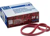 A box of red rubber bands with a few rubber bands in front of it. Produktbild-Vorschau
