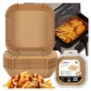 A collage showing paper liners for an air fryer, a stack of liners, and an air fryer with french fries and chicken nuggets inside. Náhled obrázku produktu