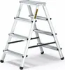 A silver aluminum stepladder with four steps is shown against a white background. Produktbild-Vorschau