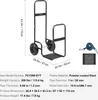 A black metal log cart with two large wheels, shown from a slight angle, with dimensions and specifications listed below. Podgląd zdjęcia produktu