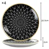 Intirilife 4x Porcelanowy talerz Pattern Connected - Czarny Podgląd zdjęcia produktu 2