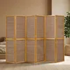 Homestyle4u Screen room divider 6 kusov drevo bambus hnedá Náhľad obrázku produktu 1