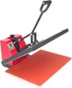 A red and black heat press machine for T-shirts is shown against a white background. Produktbild-Vorschau