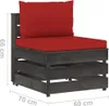 Modulares Mittelsofa mit Kissen Grau Imprägniertes Holz Produktbild-Vorschau 6