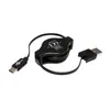 A black retractable USB-C to USB-A cable is shown against a white background. Produktbild-Vorschau