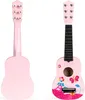 Detská drevená gitara, kovové struny, ružová ECOTOYS Náhľad obrázku produktu 1