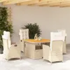 5-tlg. Garten-Essgruppe mit Kissen Beige Poly Rattan Produktbild-Vorschau 2