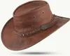 A brown leather hat on a white background. Produktbild-Vorschau