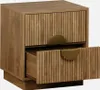 A wooden nightstand with two drawers, one of which is open. Produktbild-Vorschau