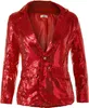 A red sequined blazer is displayed against a white background. Produktbild-Vorschau