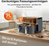 KLAMER Heißluftfritteuse Duo 9 L – Doppelkammer Airfryer Produktbild-Vorschau 2