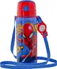 Kinder Trinkflasche Spiderman 600ml Blau Tragegurt Alu Produktbild-Vorschau 1
