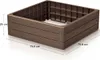 A brown plastic raised garden bed with dimensions indicated by text overlays. Náhled obrázku produktu