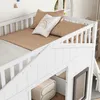 A close-up view of a white wooden loft bed with a tent-like structure underneath, featuring pillows and bedding. Produktbild-Vorschau
