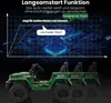 A marketing image showing a green toy jeep with a graphic overlay illustrating a 'slow start' function. Náhľad obrázku produktu