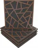 A stack of four square acoustic wall panels with a geometric wooden overlay on a dark background. Podgląd zdjęcia produktu