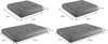 Four different sizes of gray cushions are shown with dimensions indicated. Produktbild-Vorschau