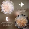 Two circular insets show a white paper star lantern, one with a sun icon and descriptive text, the other with a moon icon and descriptive text. Podgląd zdjęcia produktu
