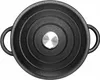 A top-down view of a black cast iron pot with a silver handle on the lid. Podgląd zdjęcia produktu
