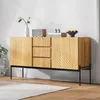 A wooden sideboard with a modern design, placed in a well-lit room with a white wall and wooden floor. Anteprima dell’immagine prodotto
