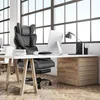 An office setting with a desk, chair, and computer. Produktbild-Vorschau