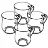 Four clear glass teacups with handles are arranged in a diamond formation on a white background. Náhled obrázku produktu