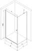 A technical drawing of a shower enclosure with dimensions indicated. Podgląd zdjęcia produktu