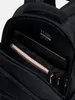 Close-up view of the interior of a black backpack, showing a laptop and a notebook. Produktbild-Vorschau