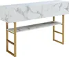 A console table with a marble-like finish and gold legs against a white background. Náhled obrázku produktu