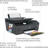 A diagram of an HP printer with various features highlighted by text and lines. Podgląd zdjęcia produktu