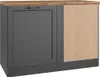 Eckunterschrank 120 cm in grau, Arbeitsplatte Eiche, Produktbild-Vorschau 1
