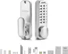 A mechanical keypad lock and its accessories are displayed against a white background. Náhled obrázku produktu
