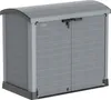A gray plastic storage box with double doors and a curved lid, shown in a studio setting against a white background. Náhled obrázku produktu